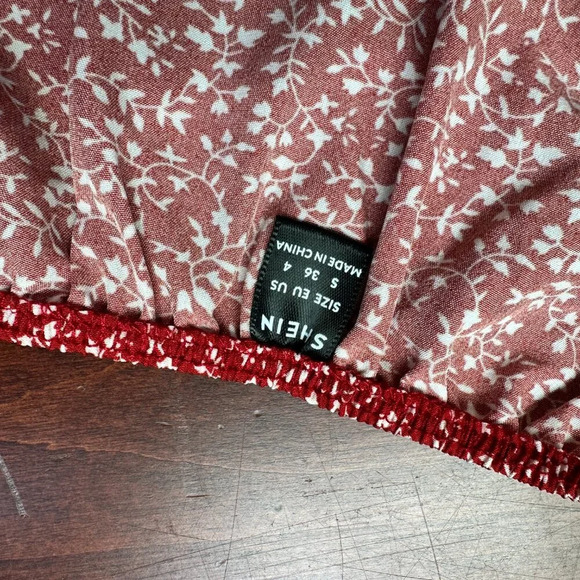 SHEIN Red Floral Cut Out Tie Back Mini Dress Sundress - small - Picture 9 of 10